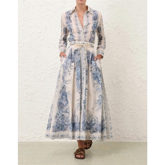 Zimmermann Wanderlust A-Line Nederdel, Blue Toile 